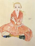 Egon Schiele Seated Girl Facing Front (mk12) oil painting picture wholesale